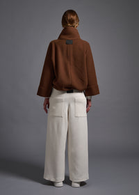 Short jacket with stand collar, marron, cogthebigsmoke, one size fits all, sustainable fashion, less is more, made in Japan, quiet luxury, minimalist