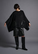 Crewneck poncho, patch pockets, black,  cogthebigsmoke, one size fits all, sustainable fashion, less is more, made in Japan, quiet luxury, minimalist