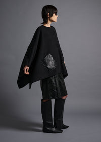 Crewneck poncho, patch pockets, black,  cogthebigsmoke, one size fits all, sustainable fashion, less is more, made in Japan, quiet luxury, minimalist