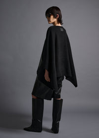 Crewneck poncho, patch pockets, black,  cogthebigsmoke, one size fits all, sustainable fashion, less is more, made in Japan, quiet luxury, minimalist