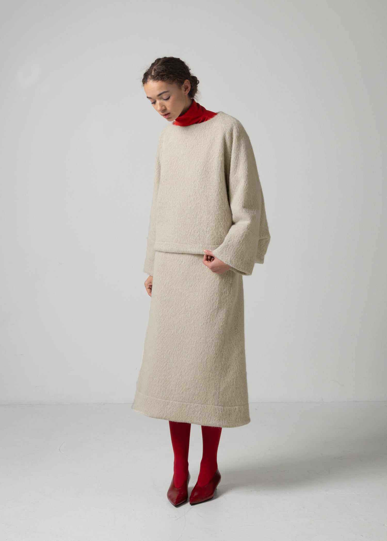44 OCTAVIA A-LINE SKIRT / ALPACA JAQUARD SHAGGY - C15