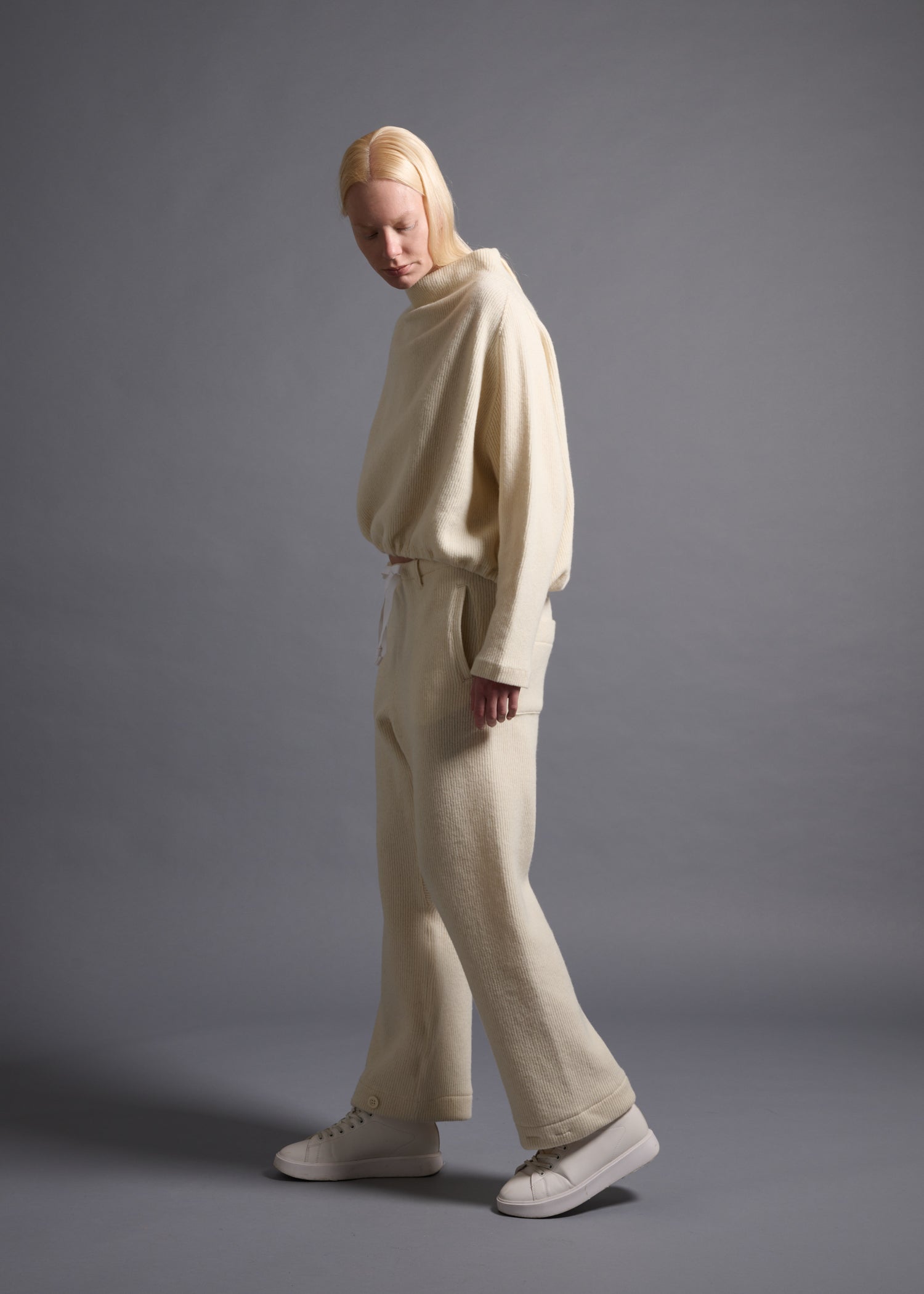 46 KORA BOTTLE NECK TOP / CHUNKY RIB JERSEY - C13