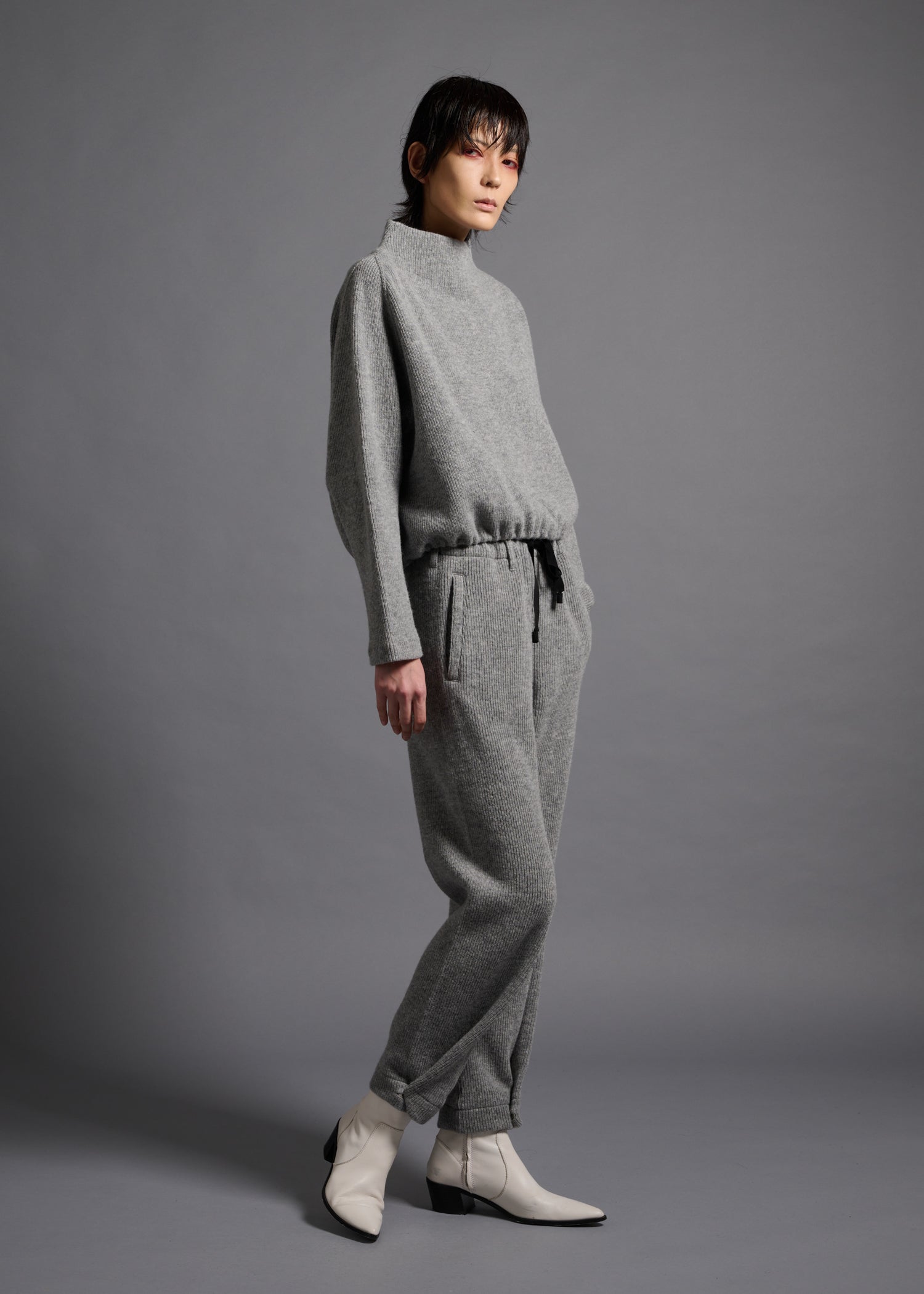 46 KORA BOTTLE NECK TOP / CHUNKY RIB JERSEY - C13