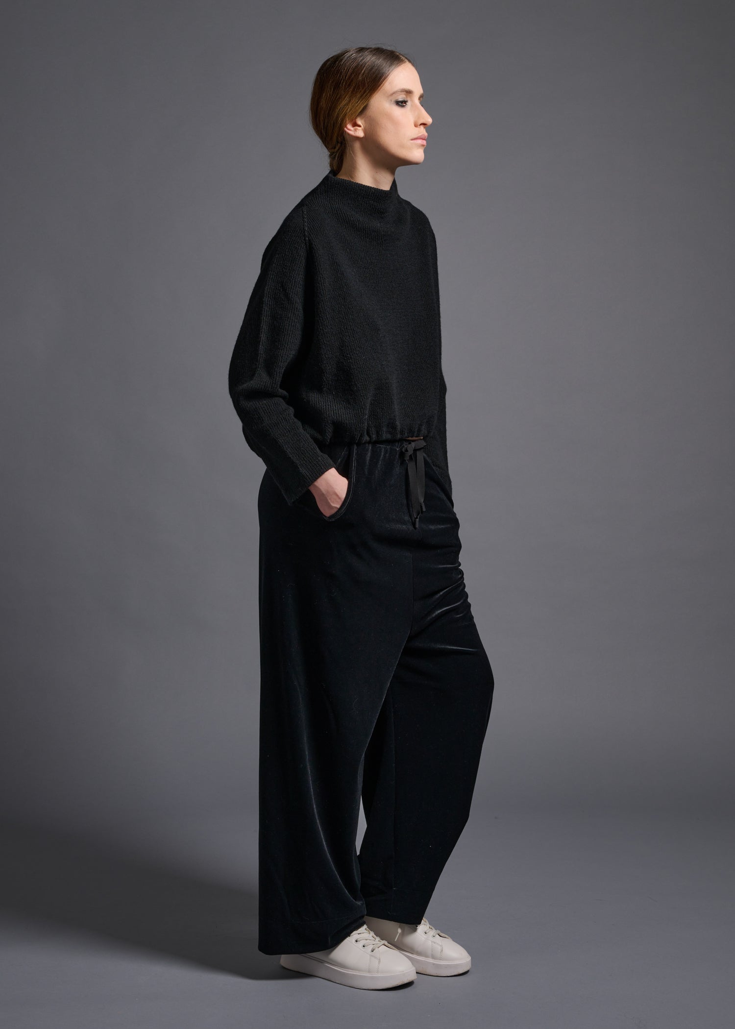 46 KORA BOTTLE NECK TOP / CHUNKY RIB JERSEY - C13