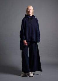 Relaxed Hoody Top, navy, cogthebigsmoke, one size fits all, sustainable fashion, less is more, made in Japan, quiet luxury, minimalist