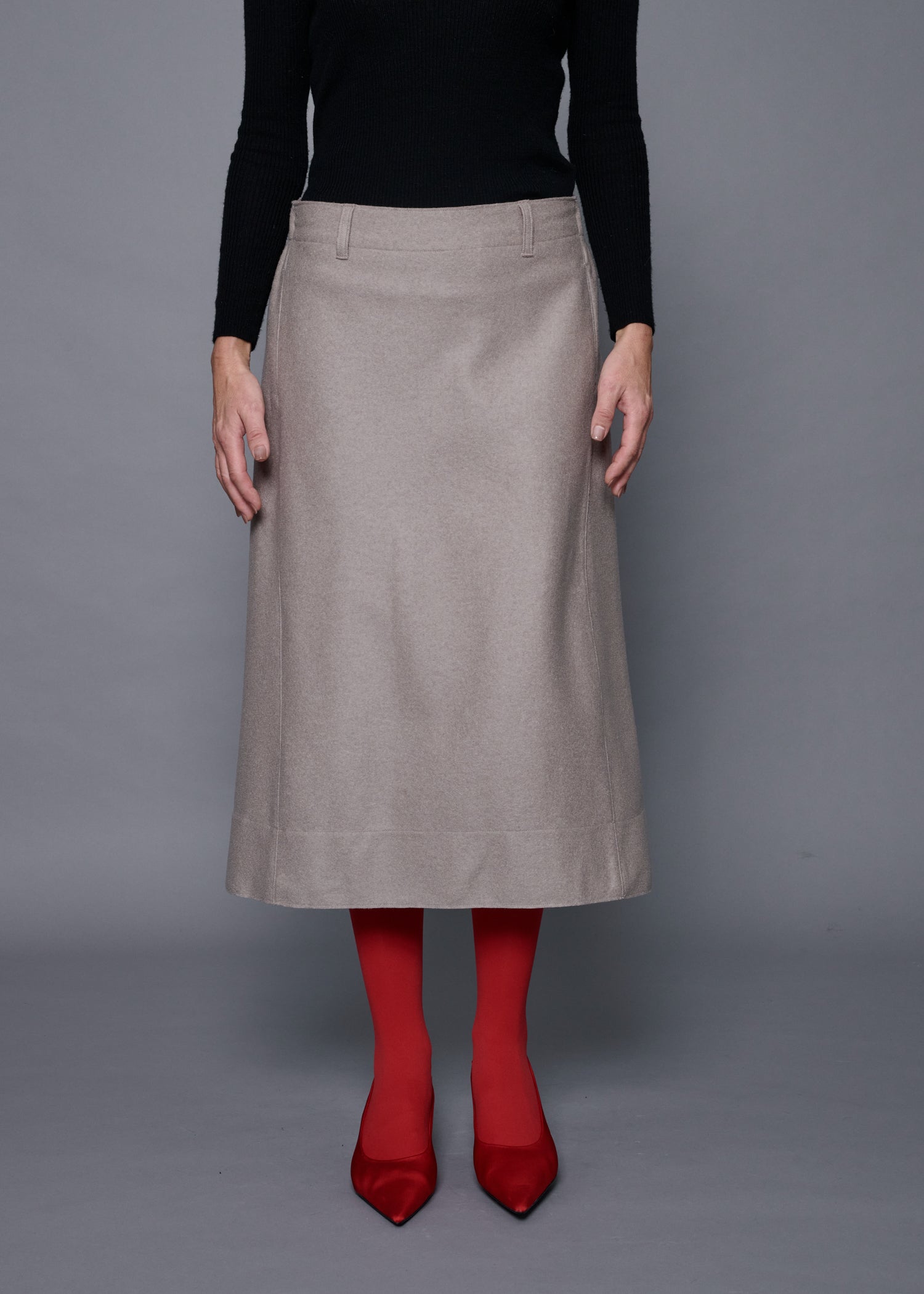 49 OCTAVIA A-LINE SKIRT W/PKT / WOOL COMPRESSED JERSEY - C15