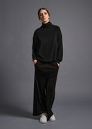 narrow sleeve high neck top, black, cogthebigsmoke, one size fits all, sustainable fashion, less is more, made in Japan, quiet luxury, minimalist