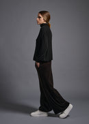 narrow sleeve high neck top, black, cogthebigsmoke, one size fits all, sustainable fashion, less is more, made in Japan, quiet luxury, minimalist