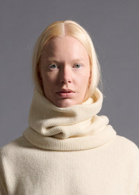 Simple tubular snood, milk, cogthebigsmoke, one size fits all, sustainable fashion, less is more, made in Japan, quiet luxury, minimalist