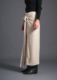 3-way wrap skirt, oat, cogthebigsmoke, one size fits all, sustainable fashion, less is more, made in Japan, quiet luxury, minimalist