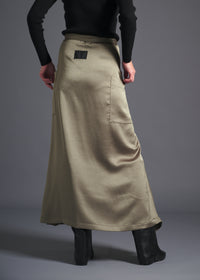 3-way wrap skirt, sage, cogthebigsmoke, one size fits all, sustainable fashion, less is more, made in Japan, quiet luxury, minimalist