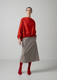 56 OPHELIA BOAT NECK TOP / FLANNEL KNIT TWILL - C15