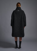 Oversized coat with standing collar, black, cogthebigsmoke, one size fits all, sustainable fashion, less is more, made in Japan, quiet luxury, minimalist