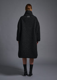 Oversized coat with standing collar, black, cogthebigsmoke, one size fits all, sustainable fashion, less is more, made in Japan, quiet luxury, minimalist
