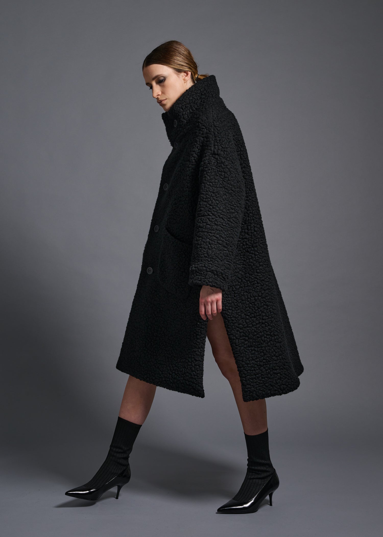 57 MARILYN COAT / WOOL AIRY LIGHT BOUCLE JERSEY - C13