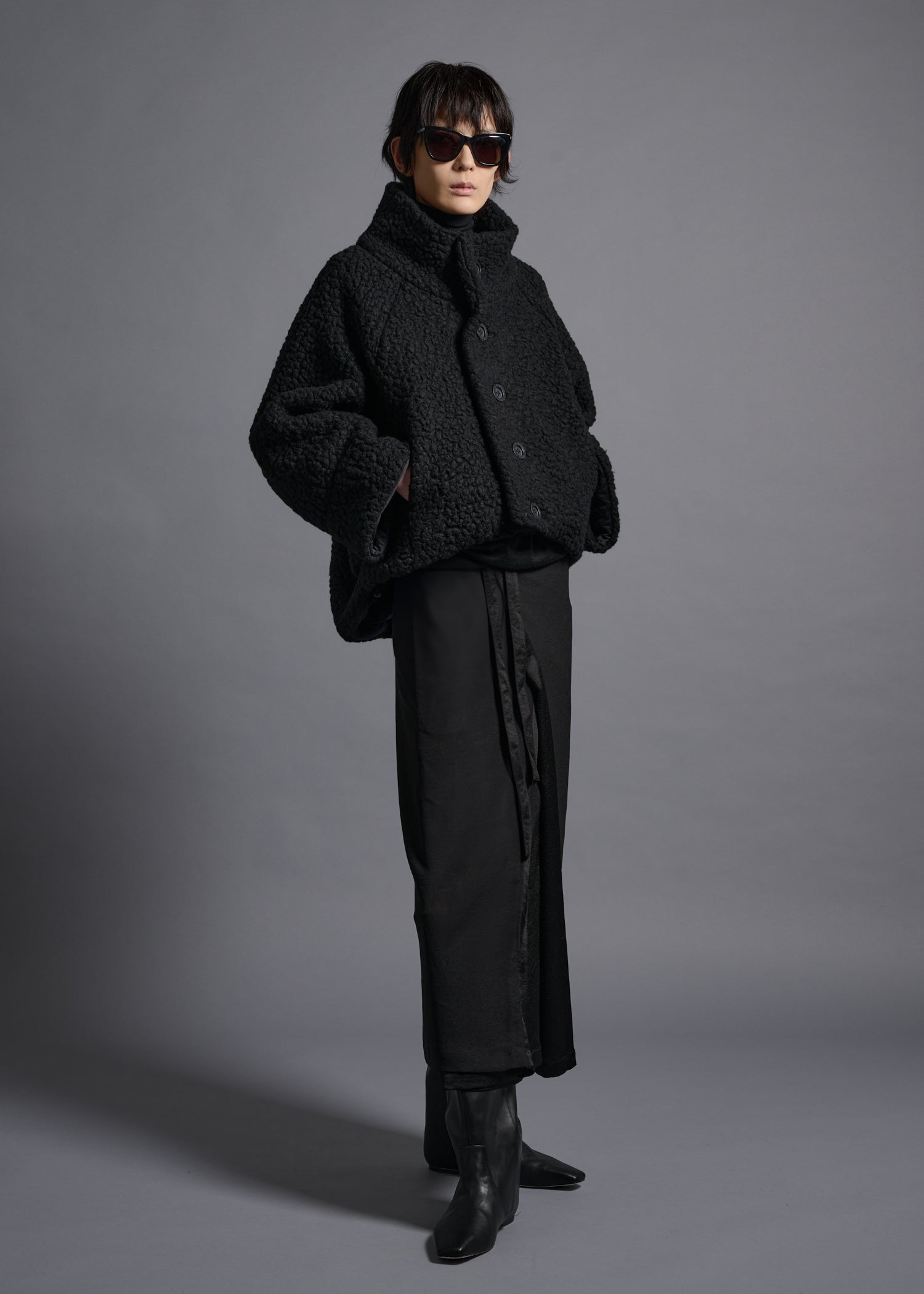 59 MILAN STAND COLLAR BLOUSON / WOOL AIRY LIGHT BOUCLE JERSEY - C13