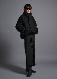 Short raglan jacket, stand collar, black, cogthebigsmoke, one size fits all, sustainable fashion, less is more, made in Japan, quiet luxury, minimalist