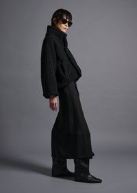 Short raglan jacket, stand collar, black, cogthebigsmoke, one size fits all, sustainable fashion, less is more, made in Japan, quiet luxury, minimalist