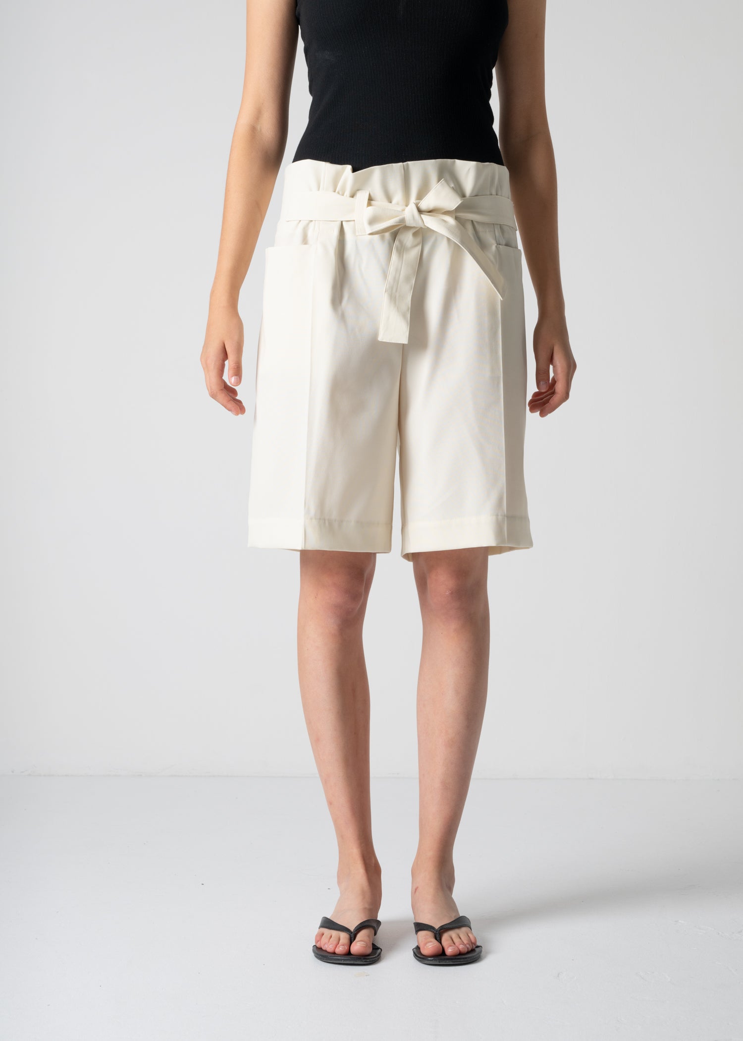 shorts with a centre crease, off white, cogthebigsmoke, one size fits all, sustainable fashion, less is more, made in Japan, quiet luxury, minimalist