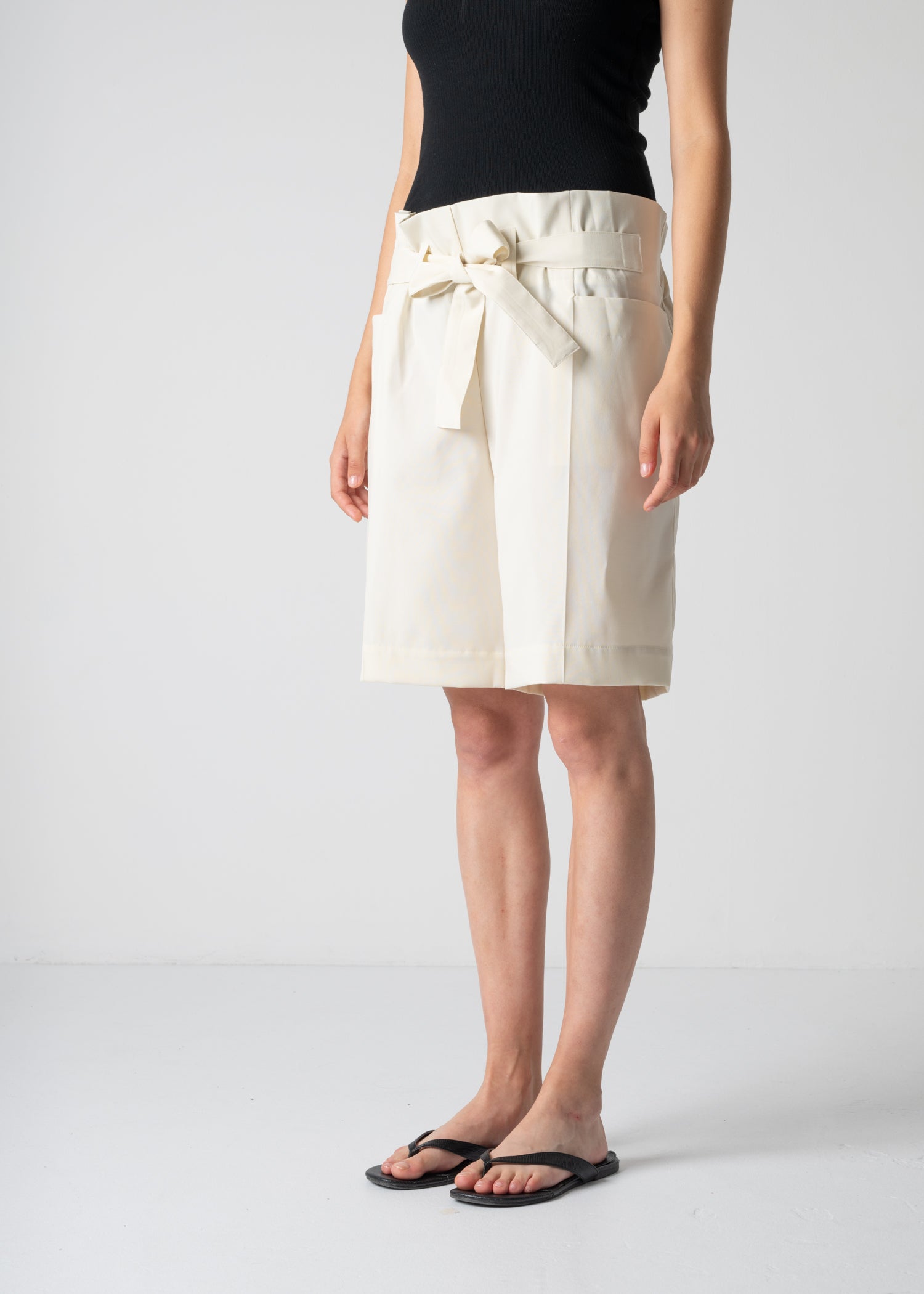 shorts with a centre crease, off white, cogthebigsmoke, one size fits all, sustainable fashion, less is more, made in Japan, quiet luxury, minimalist