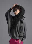 Hooded neck and shoulder warmer, black, cogthebigsmoke, one size fits all, sustainable fashion, less is more, made in Japan, quiet luxury, minimalist