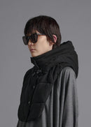 Hooded neck and shoulder warmer, black, cogthebigsmoke, one size fits all, sustainable fashion, less is more, made in Japan, quiet luxury, minimalist