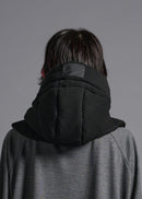 Hooded neck and shoulder warmer, black, cogthebigsmoke, one size fits all, sustainable fashion, less is more, made in Japan, quiet luxury, minimalist