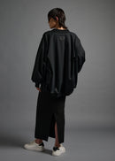 Oversized lined long-sleeved blouson, black, cogthebigsmoke, one size fits all, sustainable fashion, less is more, made in Japan, quiet luxury, minimalist