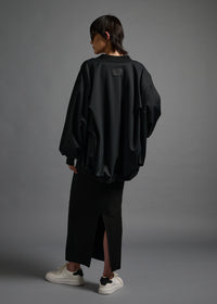 Oversized lined long-sleeved blouson, black, cogthebigsmoke, one size fits all, sustainable fashion, less is more, made in Japan, quiet luxury, minimalist