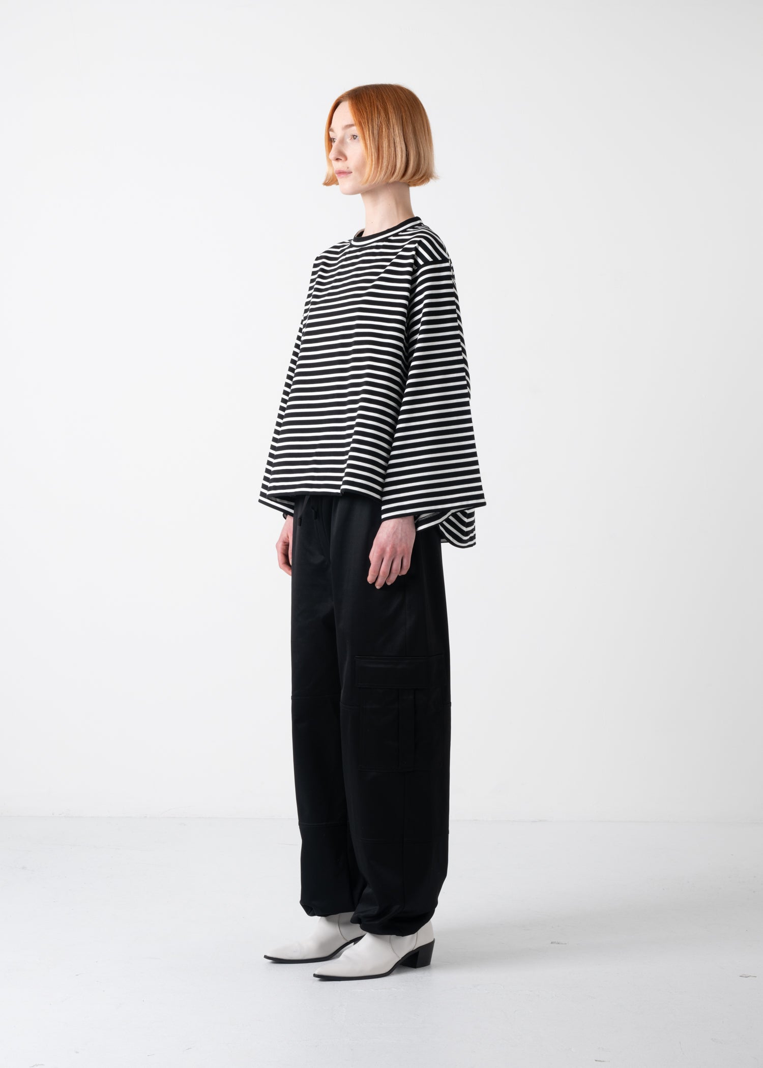 15 KAMILA WIDE SLEEVE T-SHIRT / HIGH GAUGE BRETON STRIPE - C11