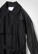Double-breasted trench coat, black, cogthebigsmoke, made in Japan, one size fits all, sustainable fashion, capsule wardrobe essentials, quiet luxury, minimalist outfi