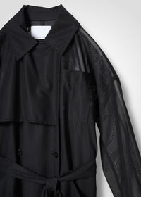 Double-breasted trench coat, black, cogthebigsmoke, made in Japan, one size fits all, sustainable fashion, capsule wardrobe essentials, quiet luxury, minimalist outfi