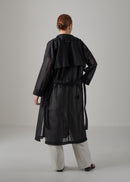 Double-breasted trench coat, black, cogthebigsmoke, made in Japan, one size fits all, sustainable fashion, capsule wardrobe essentials, quiet luxury, minimalist outfi