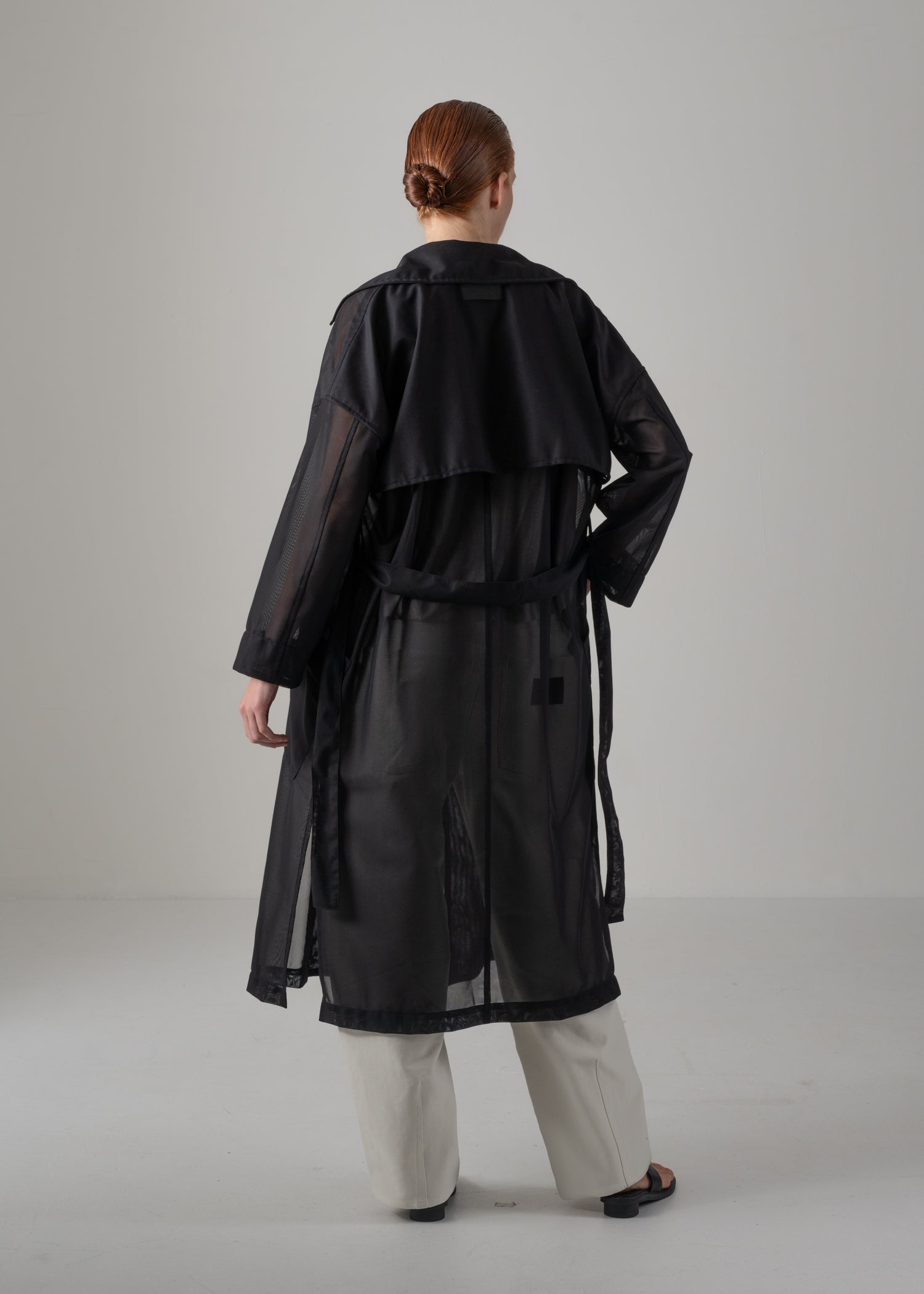 Double-breasted trench coat, black, cogthebigsmoke, made in Japan, one size fits all, sustainable fashion, capsule wardrobe essentials, quiet luxury, minimalist outfi