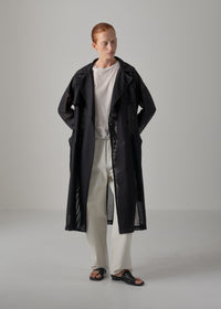 Double-breasted trench coat, black, cogthebigsmoke, made in Japan, one size fits all, sustainable fashion, capsule wardrobe essentials, quiet luxury, minimalist outfi