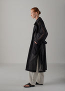 Double-breasted trench coat, black, cogthebigsmoke, made in Japan, one size fits all, sustainable fashion, capsule wardrobe essentials, quiet luxury, minimalist outfi