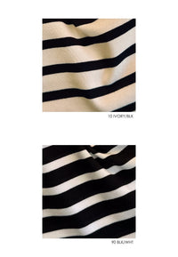 15 KAMILA WIDE SLEEVE T-SHIRT / HIGH GAUGE BRETON STRIPE - C11