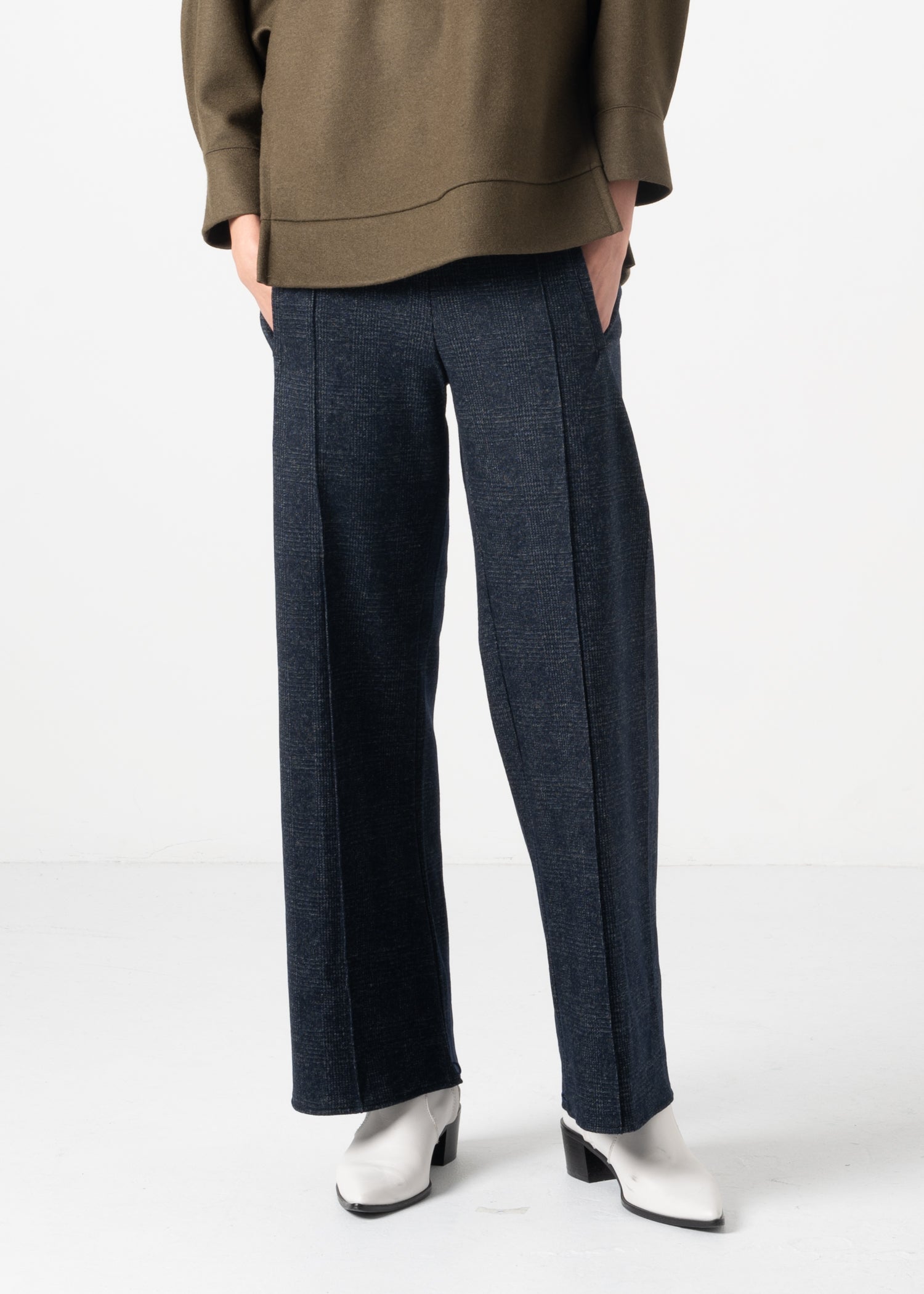 42 GALAXY SEMI-WIDE TROUSERS / WOOLY TWEEDY JERSEY - C11