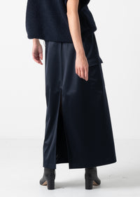 34 KHLOE LONG CARGO SKIRT / SILKY SATIN JERSEY - C11