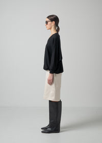 ORI V NECK TOP / MILLED WASHABLE JERSEY_BLACK / Made in Japan | COGTHEBIGSMOKE