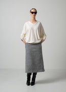 ORI V NECK TOP / MILLED WASHABLE JERSEY_MILK / Made in Japan | COGTHEBIGSMOKE