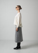 ORI V NECK TOP / MILLED WASHABLE JERSEY_MILK / Made in Japan | COGTHEBIGSMOKE
