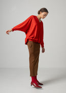 ORI V NECK TOP / MILLED WASHABLE JERSEY_SCARLET / Made in Japan | COGTHEBIGSMOKE
