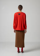 ORI V NECK TOP / MILLED WASHABLE JERSEY_SCARLET / Made in Japan | COGTHEBIGSMOKE